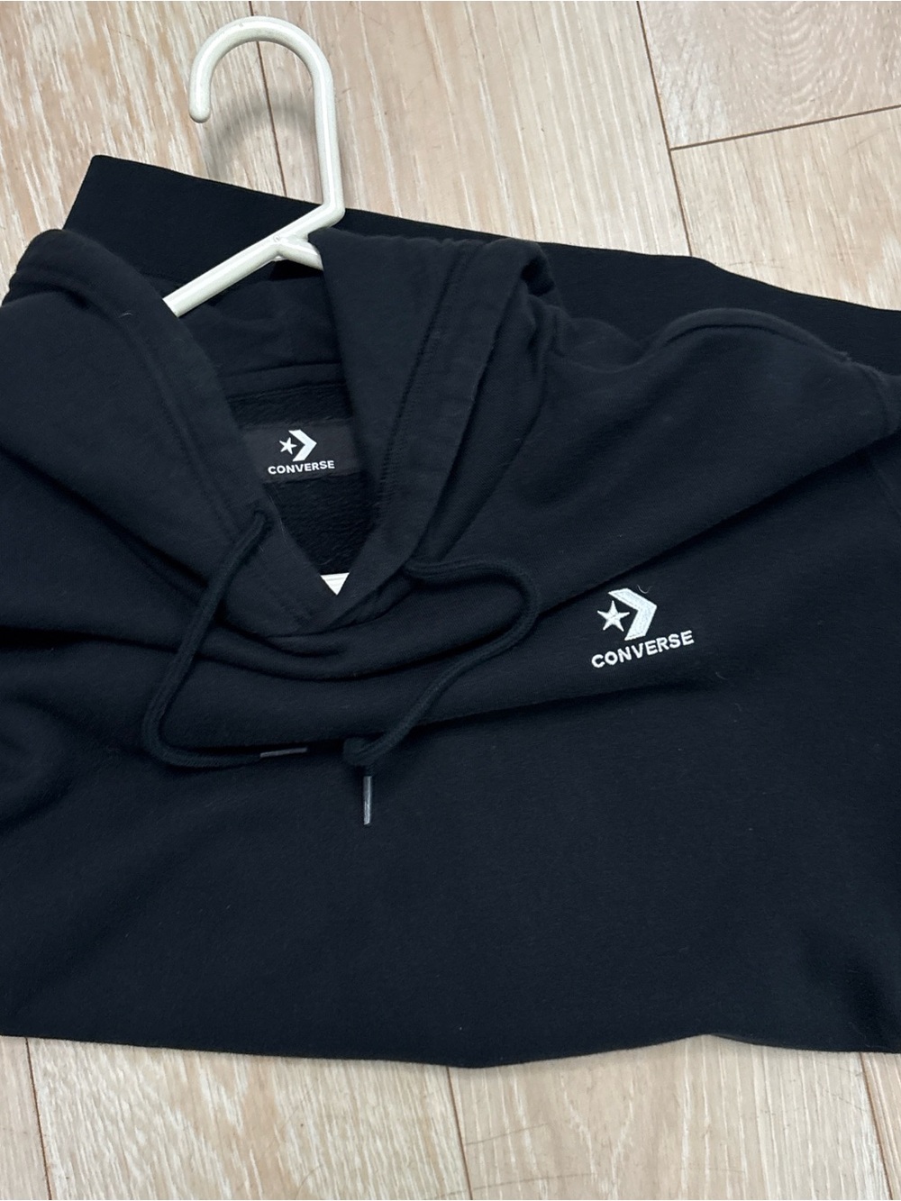 Converse Black Hoodie with Small White Chest Logo - Picture 3 of 4